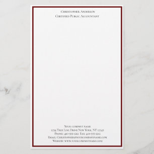 Burgundy White Beruflich Business Personalisiert  Briefpapier