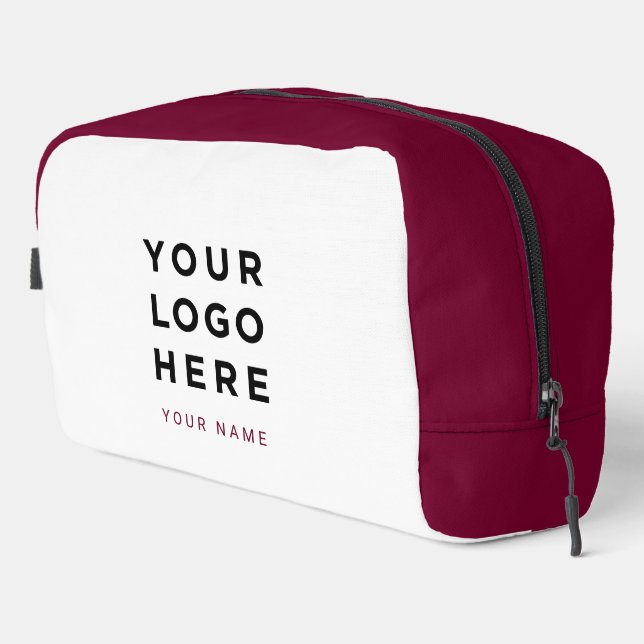 Burgundy White Business Logo Name Instagram Travel Waschbeutel (Rechte Ecke)