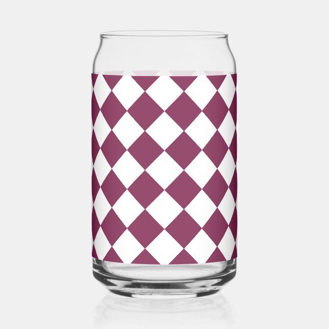 Burgundy White Checker Diamond Pattern Dosenglas (Vorderseite)