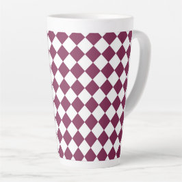 Burgundy White Checker Diamond Pattern Milchtasse