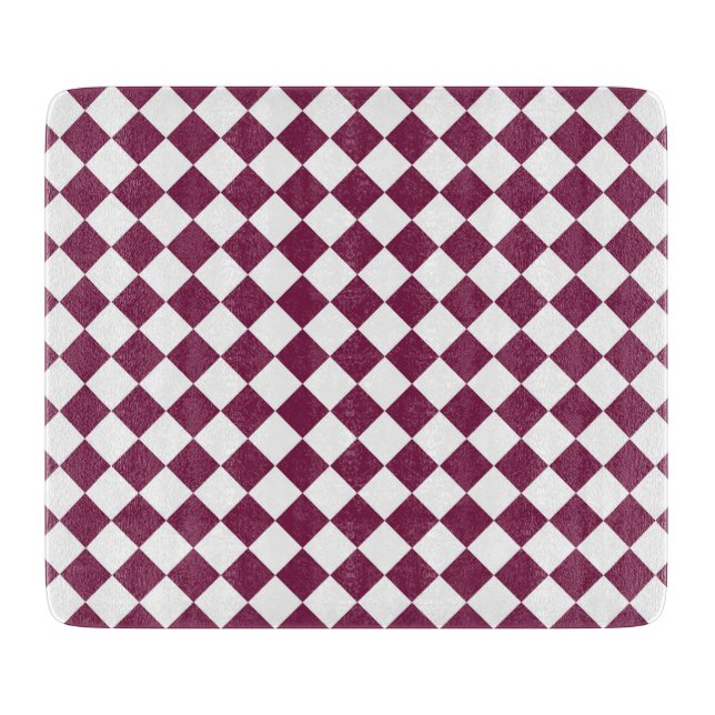 Burgundy White Checker Diamond Pattern Schneidebrett (Vorderseite)
