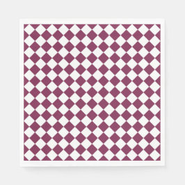 Burgundy White Checker Diamond Pattern Serviette