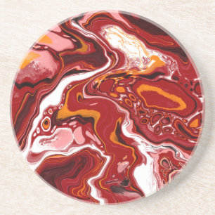 Burgundy White Digital Fluid Art Getränkeuntersetzer