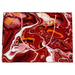 Burgundy White Digital Fluid Art Große Geschenktüte