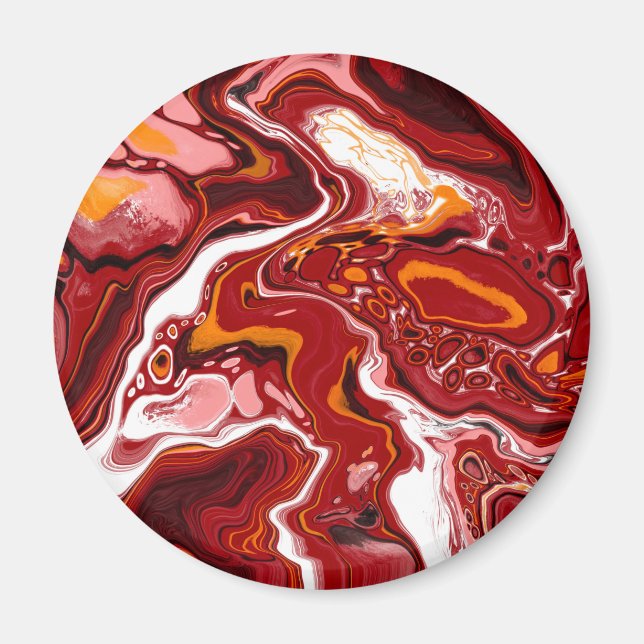 Burgundy White Digital Fluid Art Magnet (Vorne)