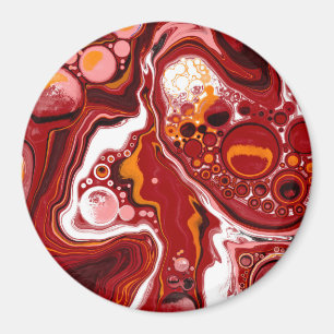 Burgundy White Digital Fluid Art Magnet