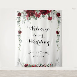 Burgundy White Eucalyptus Willkommen bei unserer H Wandteppich