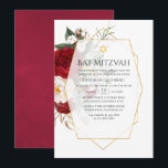 Burgundy & White Floral Geometric Bat Mitzvah Einladung<br><div class="desc">Rustikal boho bordeauxrot (marsala) und weiße Pfannkuchen Herbarium Fledermäuse mitzvah laden mit goldenem geometrischem Rahmen,  um schnell und einfach auf Ihre Event-Spezifikationen angepasst werden.</div>