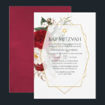 Burgundy & White Floral Geometric Bat Mitzvah Einladung<br><div class="desc">Rustikal boho bordeauxrot (marsala) und weiße Pfannkuchen Herbarium Fledermäuse mitzvah laden mit goldenem geometrischem Rahmen,  um schnell und einfach auf Ihre Event-Spezifikationen angepasst werden.</div>
