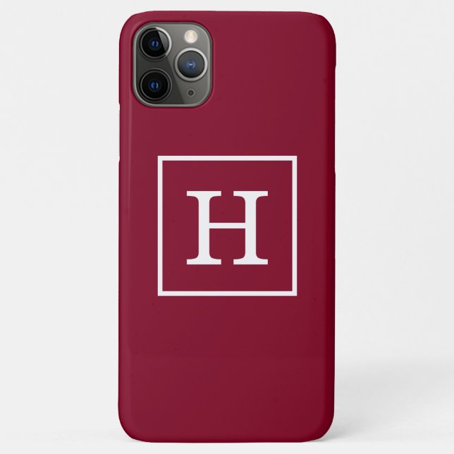 Burgundy White Gerahmt Initial Monogram Case-Mate iPhone Hülle (Rückseite)