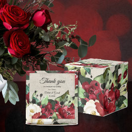 Burgundy White Green Floral | Gray Grunge Geschenkschachtel