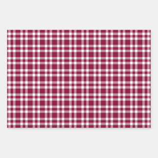 Burgundy White Plaid Pattern Geschenkpapier Set