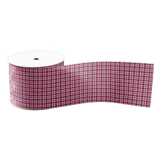 Burgundy White Plaid Pattern Ripsband