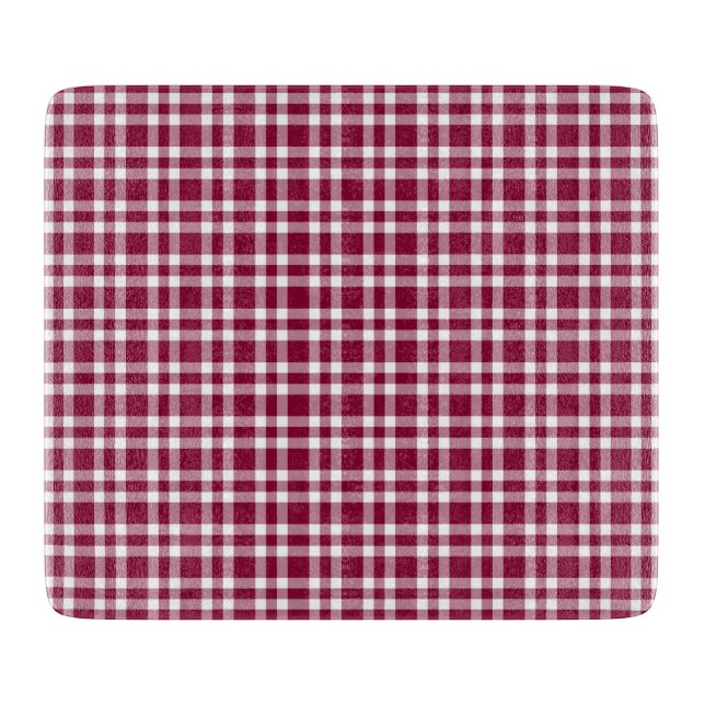 Burgundy White Plaid Pattern Schneidebrett (Vorderseite)