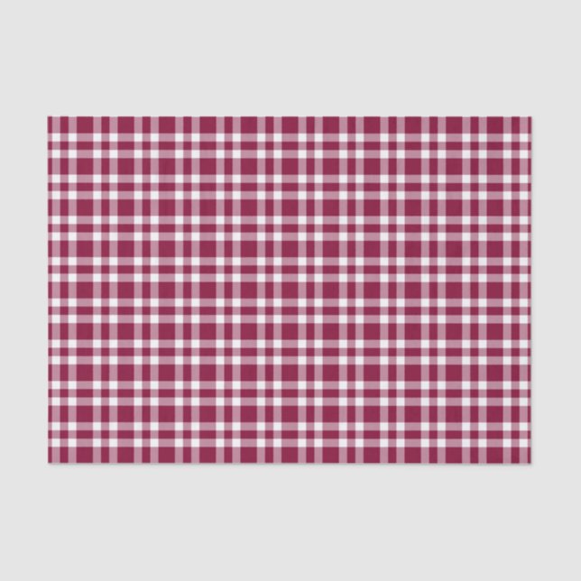 Burgundy White Plaid Pattern Seidenpapier (Vorderseite)
