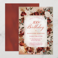 Burgundy White Rose Fall Floral 100. Geburtstag