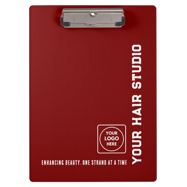 Burgundy White Salon Logo Pros clipboard Klemmbrett (Vorderseite)