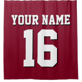 Burgundy White Sports Jersey Team Jersey Duschvorhang