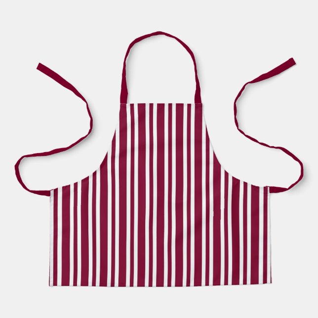 Burgundy White Stripes Seamless Pattern Schürze (Vorderseite)