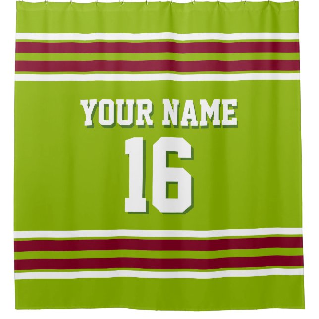 Burgundy White Stripes Sports Jersey Duschvorhang (Vorderseite)