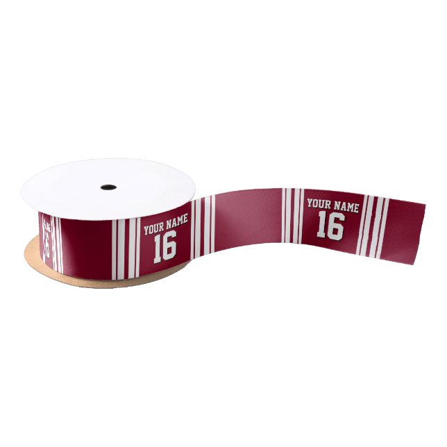 Burgundy White Team Jersey Name Satinband (Spule)