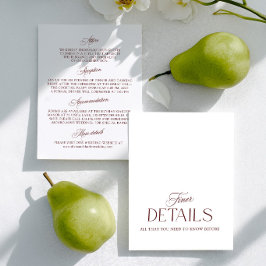 Burgundy & White Wedding Information Card  RSVP Karte