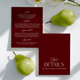 Burgundy & White Wedding Information Card  RSVP Karte