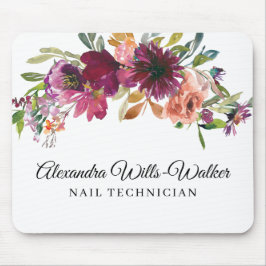 Burgundy Wildblume Floral Mousepad