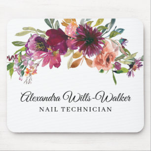 Burgundy Wildblume Floral Mousepad