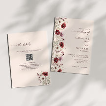 Burgundy Wildblume QR Code Wedding