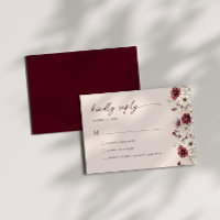 Burgundy Wildblume Wedding RSVP Enclosure Card
