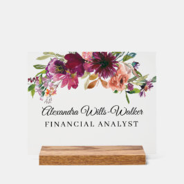 Burgundy Wildflower Floral Acrylschild