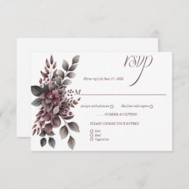 Burgundy Wine and Sage Floral | RSVP Karte