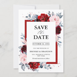 Burgundy Wine Dusty Blue Slate Save the Date