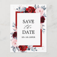 Burgundy Wine Dusty Blue Slate Save the Date