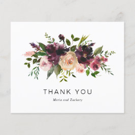 Burgundy Wine Floral Budget Hochzeit Danke Karte