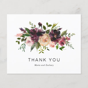 Burgundy Wine Floral Budget Hochzeit Danke Karte