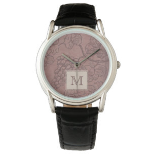 Burgundy Wine Grapevine Monogram Armbanduhr