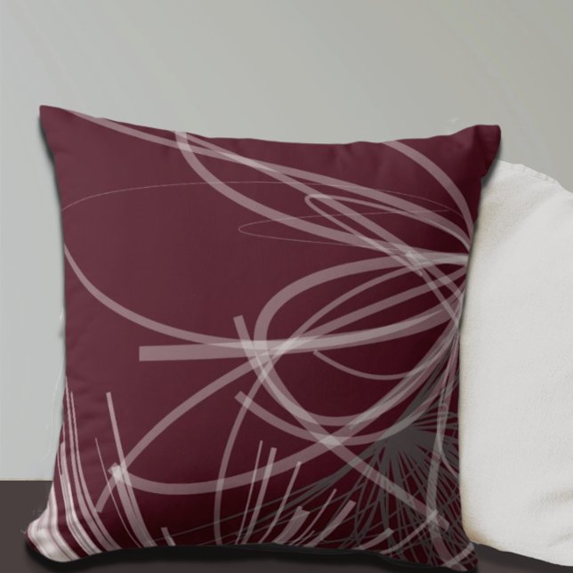 Burgundy Wine Grau Abstraktes Design Kissen (Von Creator hochgeladen)