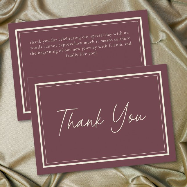 Burgundy Wine Minimalist Frame Wedding Dankeskarte (Burgundy Wine Minimalist Frame Wedding Thank You Card)