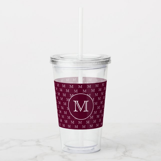 Burgundy Wine Personal Monogram Muster Acryltrinkbecher (Vorderseite)