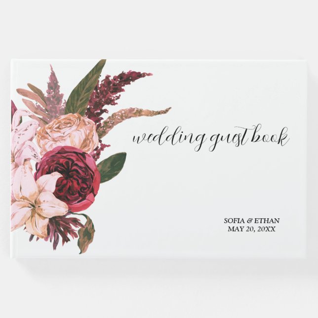 Burgundy Wine Sangria Forest Green Gästebuch (Vorderseite)