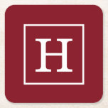 Burgundy Wine White Gerahmt Initial Monogram Rechteckiger Pappuntersetzer<br><div class="desc">Burgundy und White Gerahmt Initial Monogram Ein stilvoller solider Hintergrund mit einem weißen gerahmten Bereich für Ihr Monogramm, Ihren Namen oder andere Texte. Sie können auch den Schriftart ändern, die Größe und Farbe des Schriftartes ändern, den Text verschieben usw. Wenn Sie dieses Design in anderen Farben möchten, schreiben Sie uns...</div>