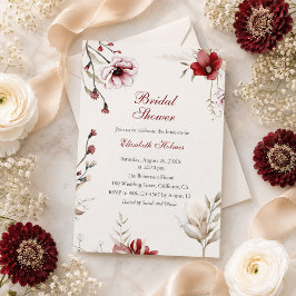Burgundy Winter Elegance Bridal Dusche Einladung