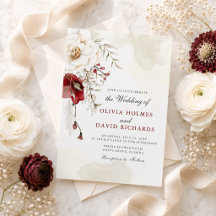 Burgundy Winter Elegance Hochzeit Einladung