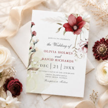 Burgundy Winter Elegance Hochzeit Einladung