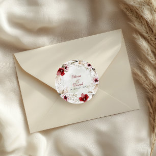 Burgundy Winter Elegance Wedding Runder Aufkleber
