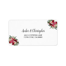 Burgundy Winter Floral Wedding RSVP Rücksendeadres