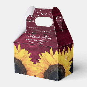 Burgundy Wood Sunflower Wedding Vielen Dank Geschenkschachtel