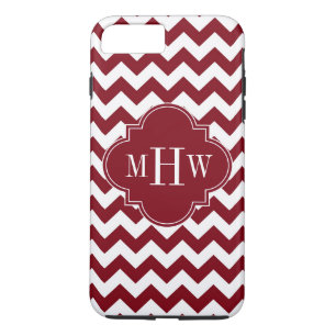 Burgundy Wt Zickzack Burgundy Quatrefolie 3 Monogr Case-Mate iPhone Hülle